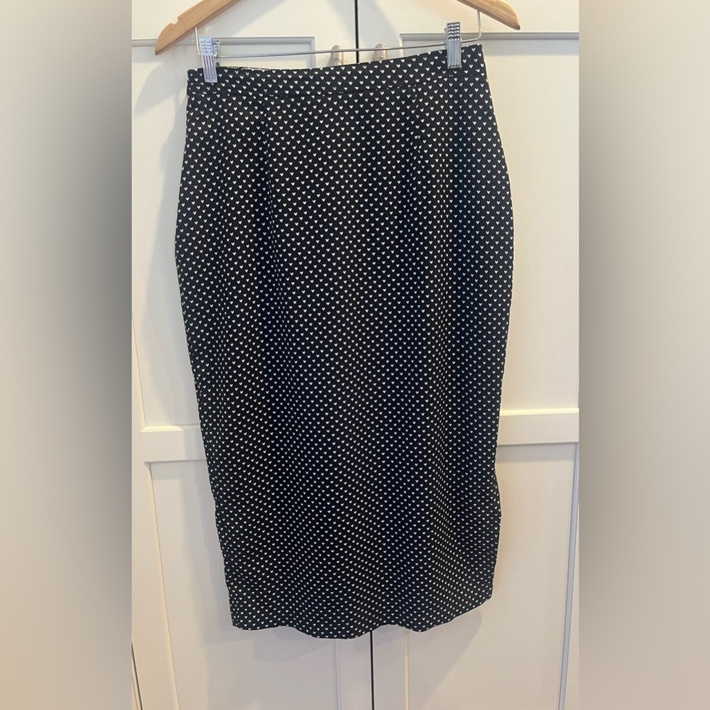 Brooklyn industries heart prints like polka dot midi skirt size S black white